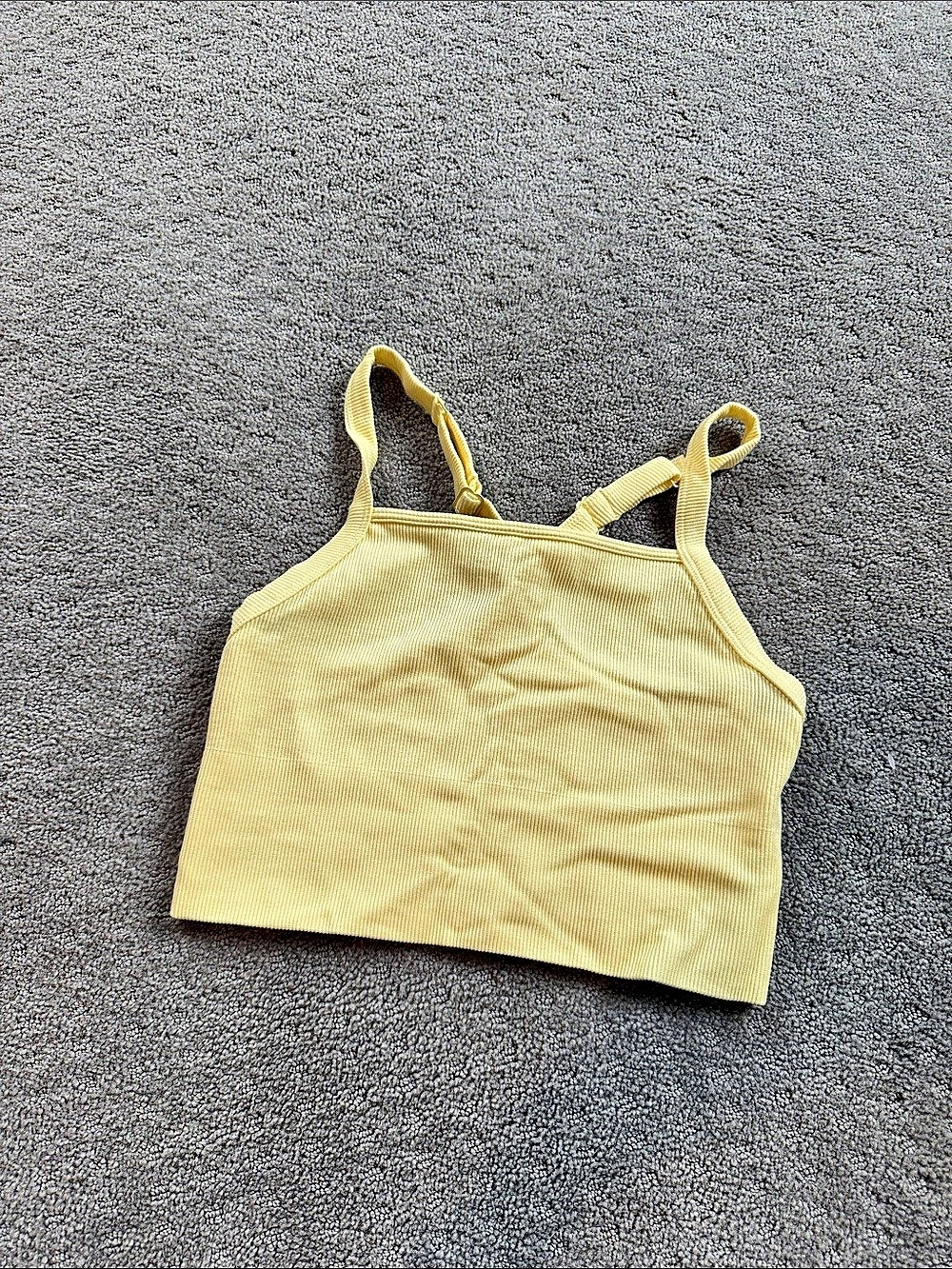 Yogalicious Seamless Magnolia Bra Ribbed Crop Top Yellow Medium